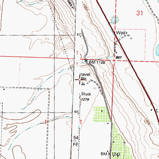 Topographic Map of Greenacres Quarry, WA