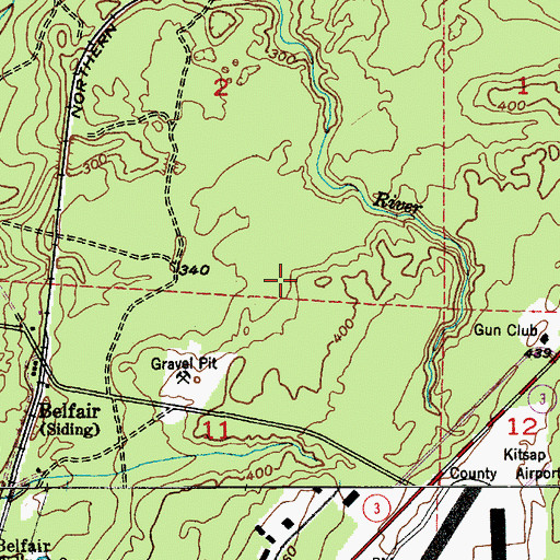 Topographic Map of Alpine Evergreen Quarry, WA