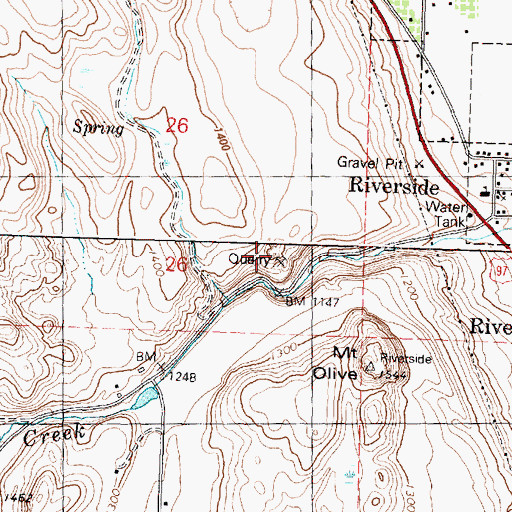 Topographic Map of Brown - Riverside Quarry, WA