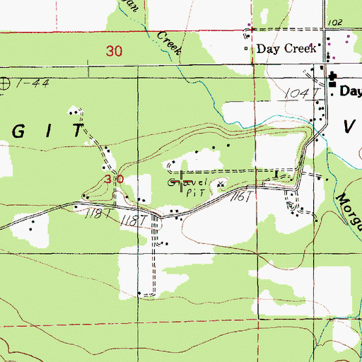 Topographic Map of Day Creek Sand and Gravel Quarry, WA