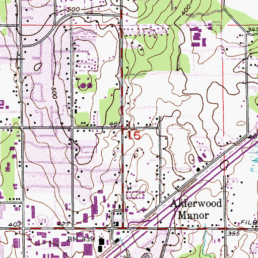 Topographic Map of Fisher Business Center at Lynnwood, WA