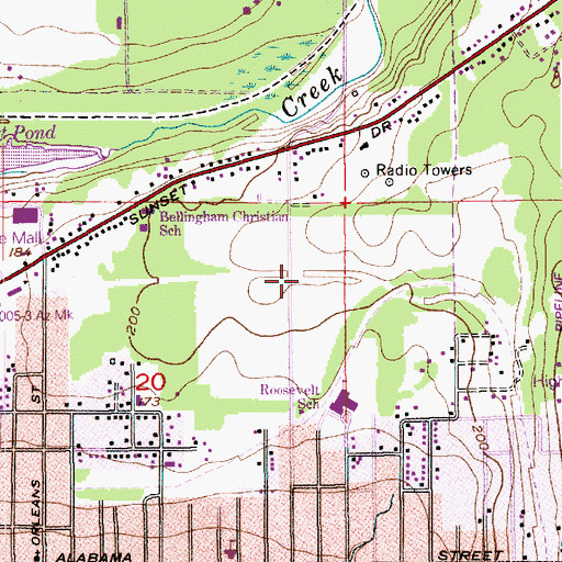 Topographic Map of Barkley Village Shopping Center, WA