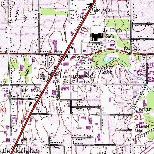 Topographic Map of Scriber Square Shopping Center, WA