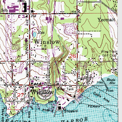 Topographic Map of Bainbridge Childrens Center, WA