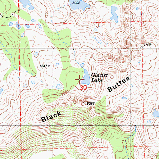 Topographic Map of Glacier Lake, CA