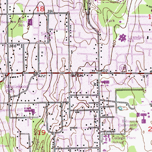 Topographic Map of Grow With Us Daycare Center, WA