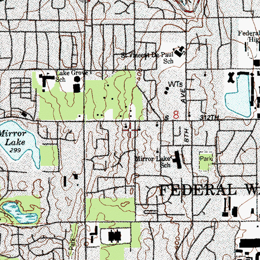 Topographic Map of Federal Way Mission Daycare Center, WA