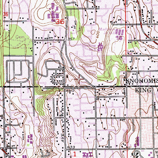 Topographic Map of Bright Star Kids Academy, WA