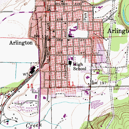 Topographic Map of Highland Christian Schools, WA
