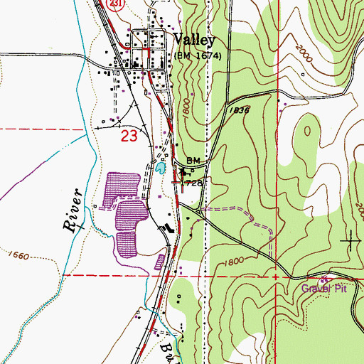 Topographic Map of Valley School, WA