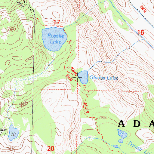 Topographic Map of Gladys Lake, CA