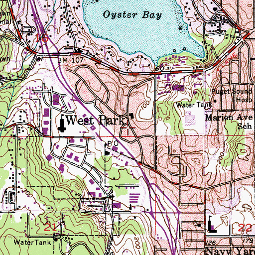 Topographic Map of Westpark Head Start School, WA