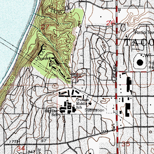 Topographic Map of Arcadia Montessori School, WA