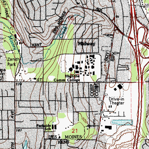 Topographic Map of Highline Community College Building 21, WA