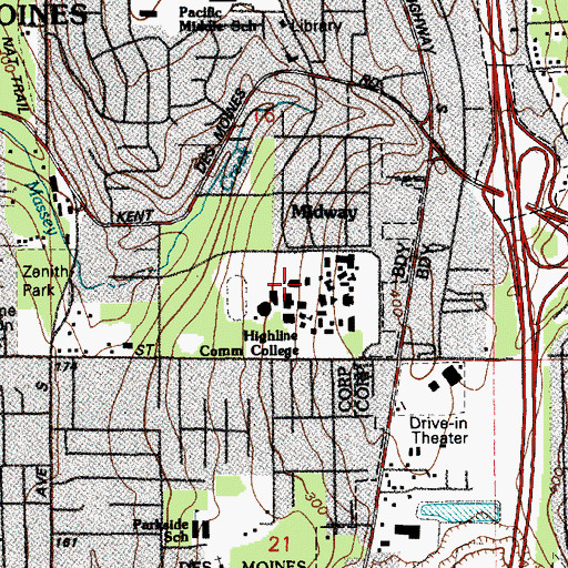 Topographic Map of Highline Community College Building 24, WA