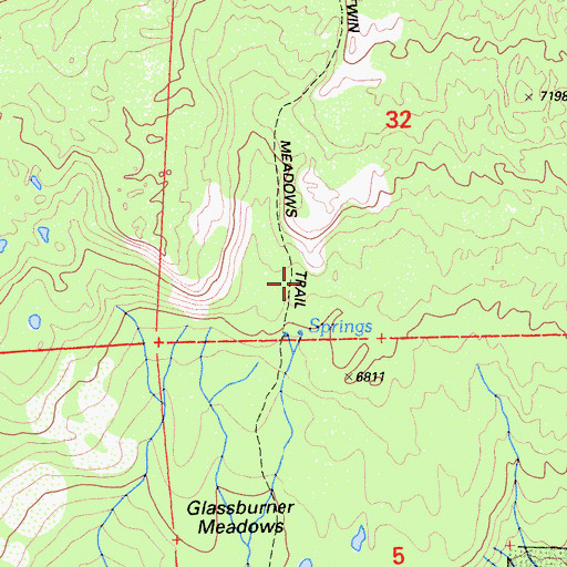 Topographic Map of Glassburner Meadows, CA