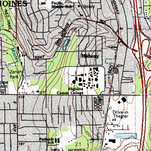 Topographic Map of Highline Community College Building 25, WA