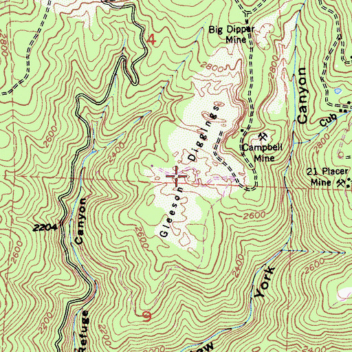 Topographic Map of Gleeson Diggings, CA