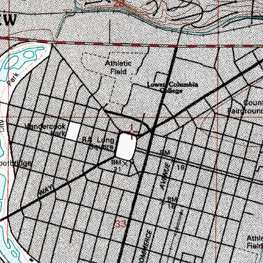 Topographic Map of Lower Columbia College Administration Building, WA