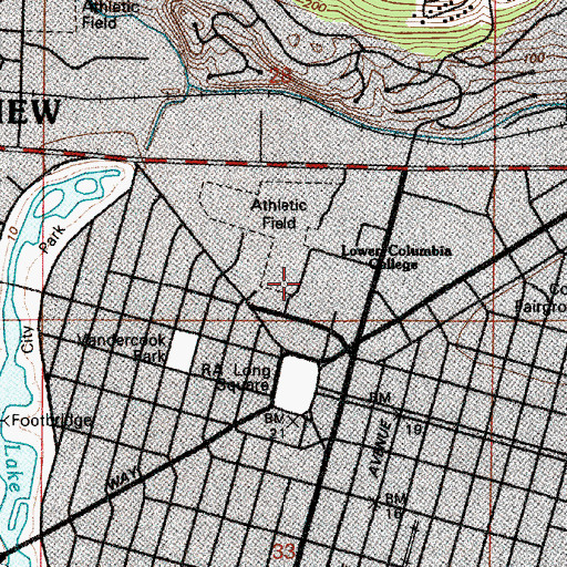 Topographic Map of Lower Columbia College Applied Arts Building, WA