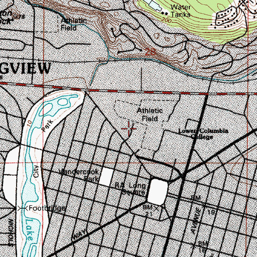 Topographic Map of Lower Columbia College Home and Family Life Center, WA