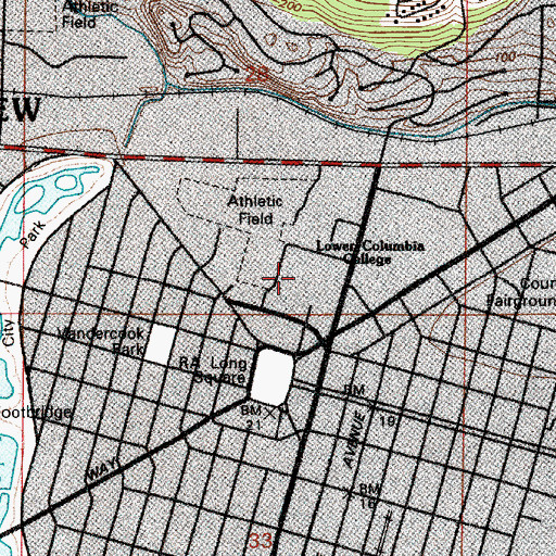 Topographic Map of Lower Columbia College Science Building, WA