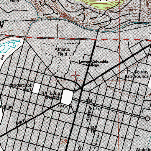 Topographic Map of Lower Columbia College Student Center, WA