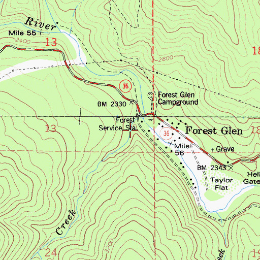 Topographic Map of Glen Creek, CA