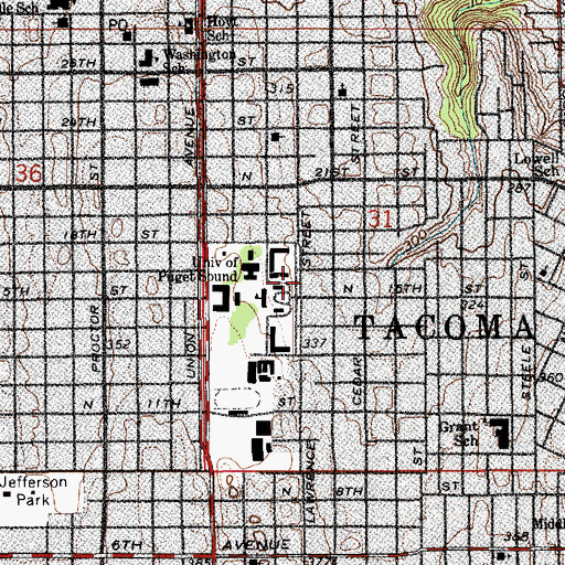 Topographic Map of University of Puget Sound Ceramics Building, WA