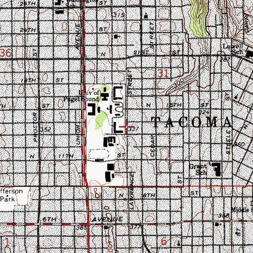 Topographic Map of University of Puget Sound Communications House, WA