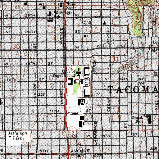 Topographic Map of University of Puget Sound Mclntyre Hall, WA