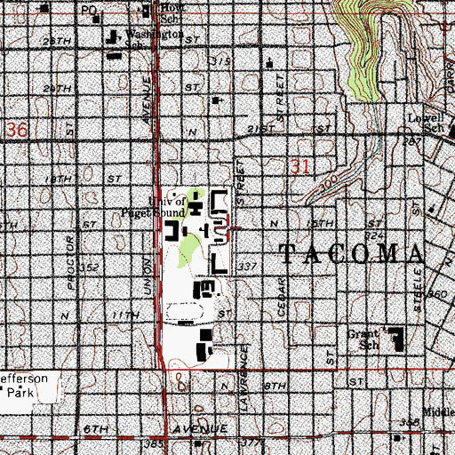 Topographic Map of University of Puget Sound Student Diversity Center, WA