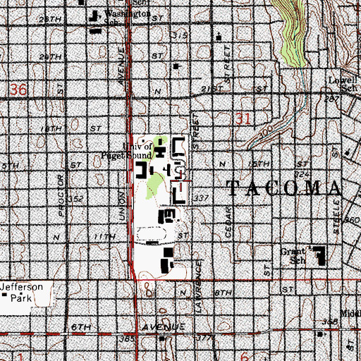Topographic Map of University of Puget Sound Wheelock Student Center, WA