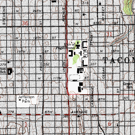 Topographic Map of University of Puget Sound Wyatt Hall, WA