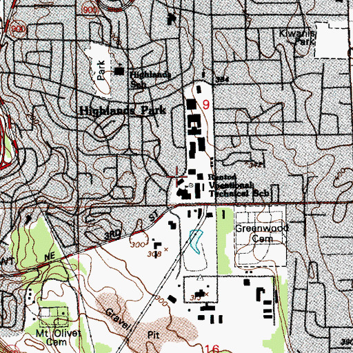 Topographic Map of Renton Technical College Anderson Building, WA