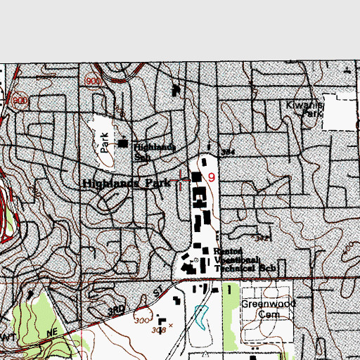 Topographic Map of Renton Technical College Odem Building, WA