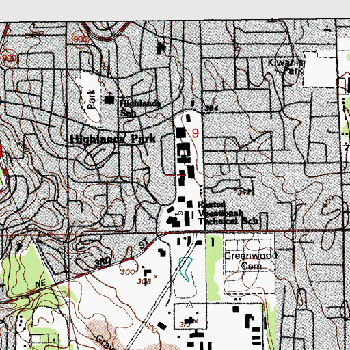 Topographic Map of Renton Technical College Roberts Campus Center, WA