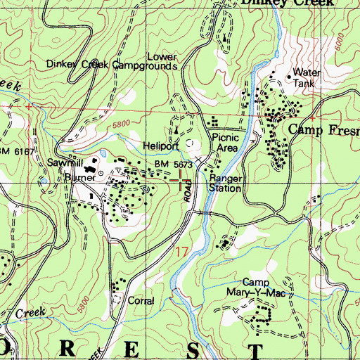 Topographic Map of Glen Meadow Creek, CA