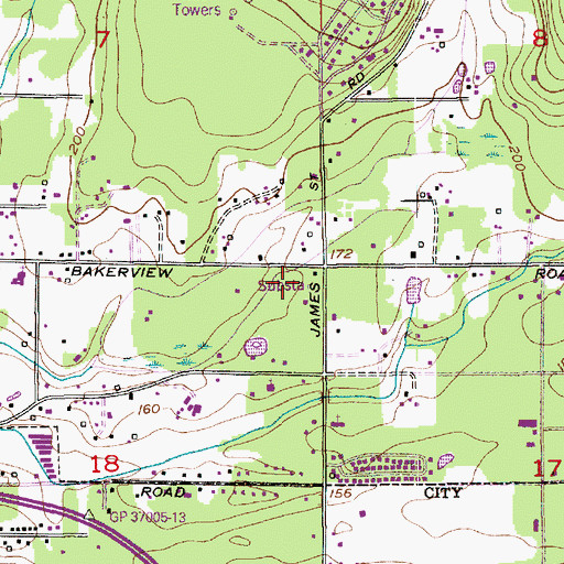 Topographic Map of Whatcom County Fire District 4 East Bakerview Station, WA