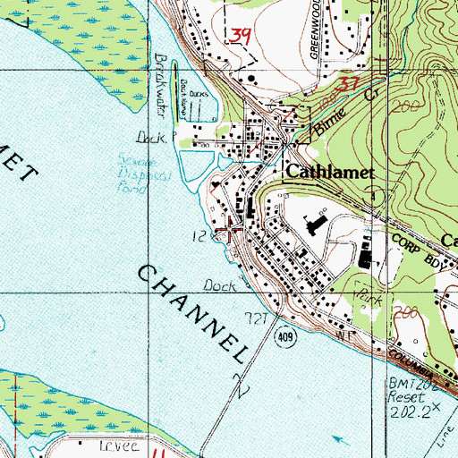 Topographic Map of Cathlamet Fire Department, WA