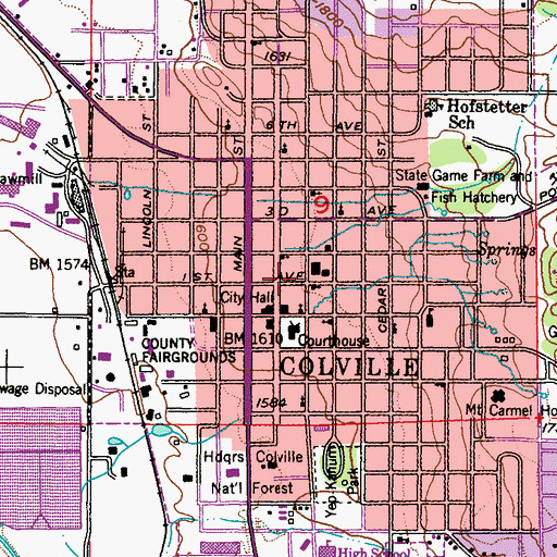 Topographic Map of Colville Fire Department, WA