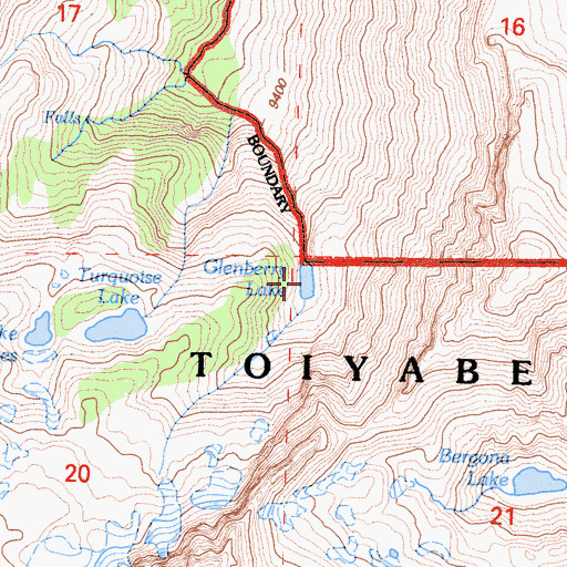 Topographic Map of Glenberry Lake, CA