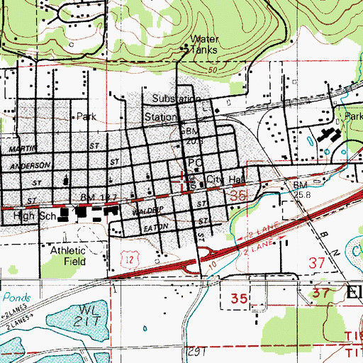 Topographic Map of Elma Fire Department Station 88, WA