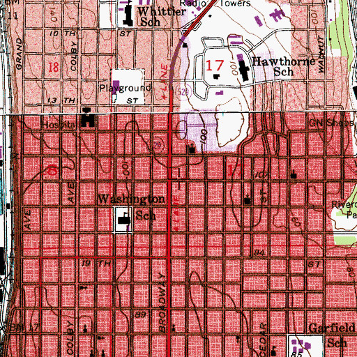 Topographic Map of City of Everett Fire Department Station 2, WA