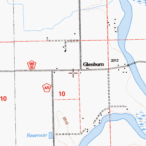 Topographic Map of Glenburn, CA