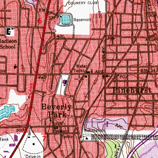 Topographic Map of City of Everett Fire Department Station 5, WA