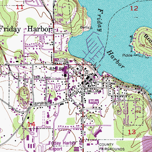 Topographic Map of Friday Harbor Fire Department, WA