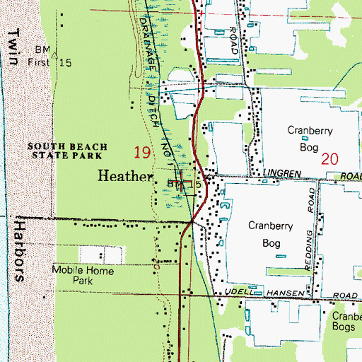 Topographic Map of Pacific County Fire District 5 North Cove Tokeland Shoalwater Bay Volunteer Fire Station 1, WA