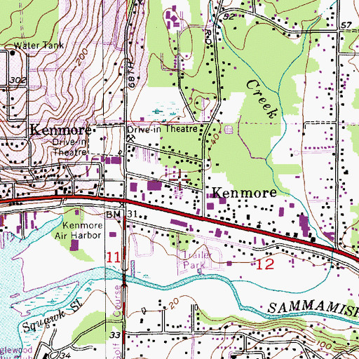 Topographic Map of King County Fire Protection District 16 Northshore Fire Department Station 51, WA