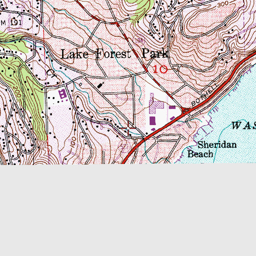 Topographic Map of King County Fire Protection District 16 Northshore Fire Department Station 57, WA